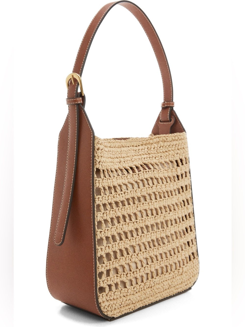 Mango Valeta Crocheted Raffia Bag NWT